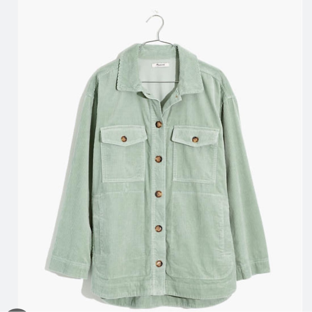 Madewell Women Medium Corduroy Yorkway Shirt Jacket Sage Mist